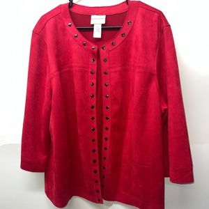 Alfred Dunner Red 2x Jacket With Black Studs